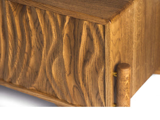 Oak Wood Lino Media Unit, Smoked Oak Finish