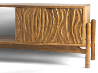 Oak Wood Lino Media Unit, Smoked Oak Finish
