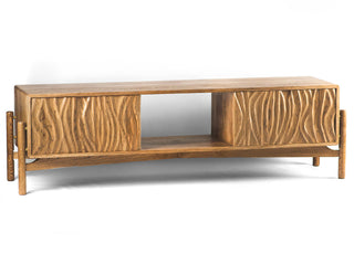 Oak Wood Lino Media Unit, Smoked Oak Finish