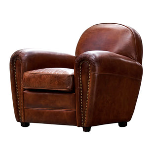 Vintage Inspired Design Leather Art Deco Armchair