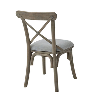 Cross Back Chair With Fabric Seat, Acacia Wood