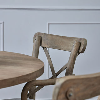 Cross Back Chair With Fabric Seat, Acacia Wood