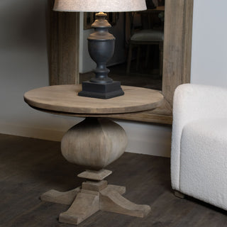 Copgrove Pedestal Side Table, Acacia Wood