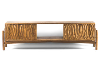 Oak Wood Lino Media Unit, Smoked Oak Finish