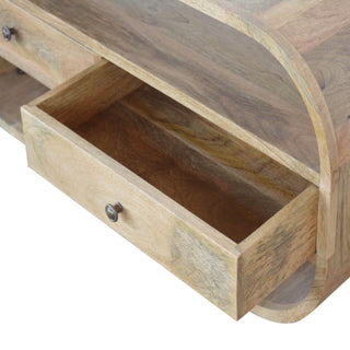 Circular 2-Drawer TV Stand - Mango Wood with Oak Finish