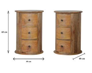 3 Drawer Drum Chest, Oak Finish