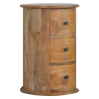 3 Drawer Drum Chest, Oak Finish