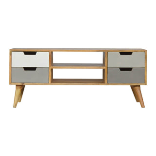 4-Drawer Mango Wood TV Stand in Gradient Finish