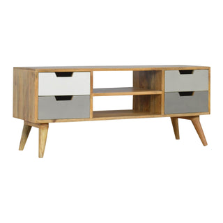 4-Drawer Mango Wood TV Stand in Gradient Finish