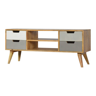 4-Drawer Mango Wood TV Stand in Gradient Finish