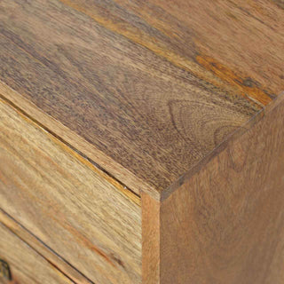 Mango Wood Nordic Bedside Table with 2 Drawers, Oak Finish