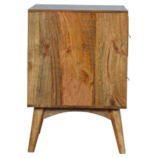 Mango Wood Nordic Bedside Table with 2 Drawers, Oak Finish