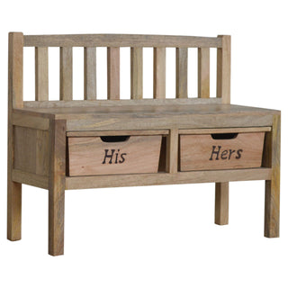 His/Hers Storage Hallway Bench
