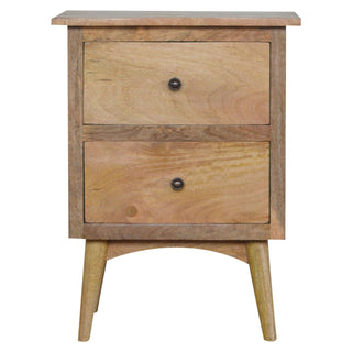Nordic Classic Bedside Table with 2 Drawers in Oak Finish