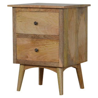 Nordic Classic Bedside Table with 2 Drawers in Oak Finish