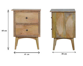Nordic Classic Bedside Table with 2 Drawers in Oak Finish