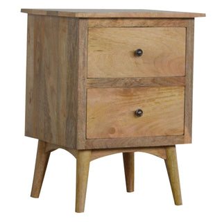 Nordic Classic Bedside Table with 2 Drawers in Oak Finish