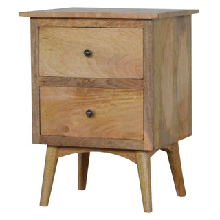 Nordic Classic Bedside Table with 2 Drawers in Oak Finish