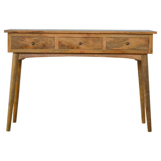 Nordic 3-Drawer Console Table in Mango Wood with Oak Finish