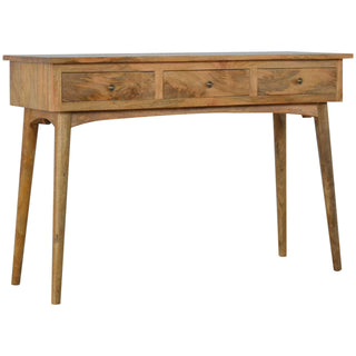 Nordic 3-Drawer Console Table in Mango Wood with Oak Finish