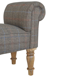 Mango Wood Frame Bench – Upholstered in Mixed Tweed