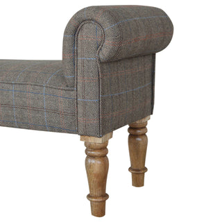 Mango Wood Frame Bench – Upholstered in Mixed Tweed