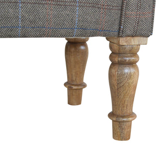 Mango Wood Frame Bench – Upholstered in Mixed Tweed