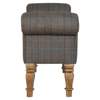Mango Wood Frame Bench – Upholstered in Mixed Tweed