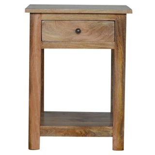 Lamp Table with 1 Drawer, Mango Wood in Oak Finish