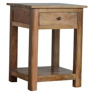 Lamp Table with 1 Drawer, Mango Wood in Oak Finish