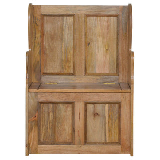 Narrow Hallway Monks Bench with Lift-Up Lid in Oak Finish