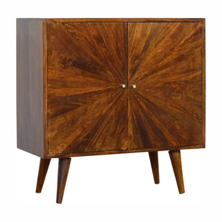 Sunrise Cabinet with Carved Fronts in Chestnut Finish
