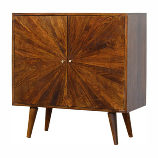 Sunrise Cabinet with Carved Fronts in Chestnut Finish