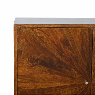 Sunrise Cabinet with Carved Fronts in Chestnut Finish