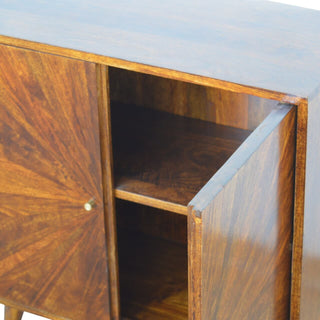 Sunrise Cabinet with Carved Fronts in Chestnut Finish