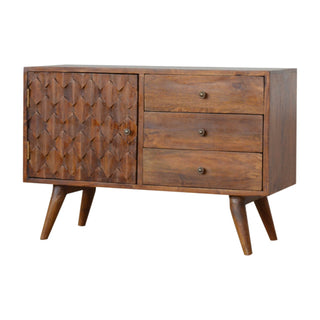 Pineapple Carved Sideboard, Chestnut Finish