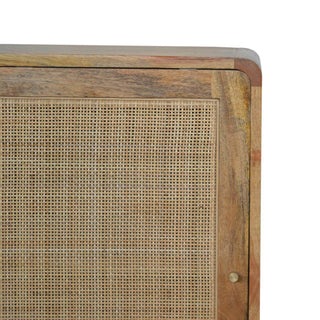 Mango Wood and Rattan Cabinet, Natural Oak Finish