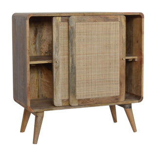 Mango Wood and Rattan Cabinet, Natural Oak Finish