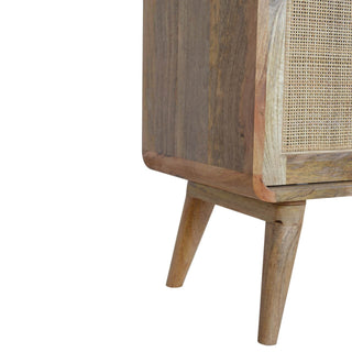 Mango Wood and Rattan Cabinet, Natural Oak Finish