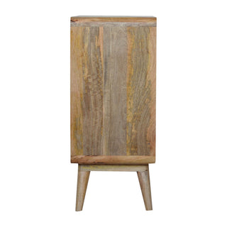 Mango Wood and Rattan Cabinet, Natural Oak Finish