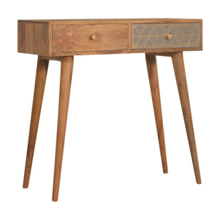 Dice 2 Drawer Console Table, Mango Wood