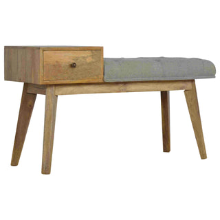 Solid Mango Wood Bench with Drawer