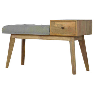 Solid Mango Wood Bench with Drawer
