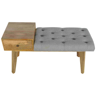 Solid Mango Wood Bench with Drawer