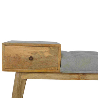 Solid Mango Wood Bench with Drawer