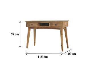Nordic 2-Drawer, 1 Open Slot Desk in Mango Wood, Royale Oak Finish