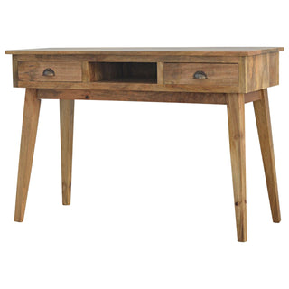 Nordic 2-Drawer, 1 Open Slot Desk in Mango Wood, Royale Oak Finish