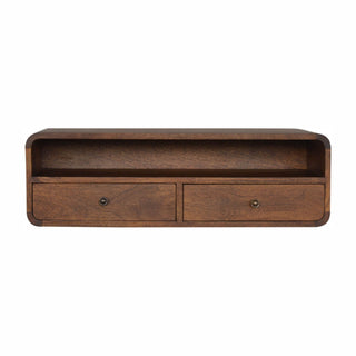 2 Drawer Floating Console Table, Chestnut Finish