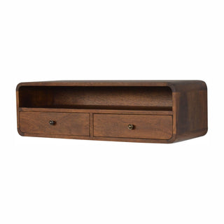 2 Drawer Floating Console Table, Chestnut Finish