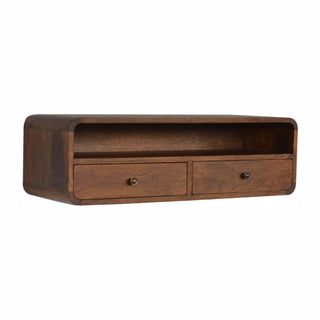2 Drawer Floating Console Table, Chestnut Finish